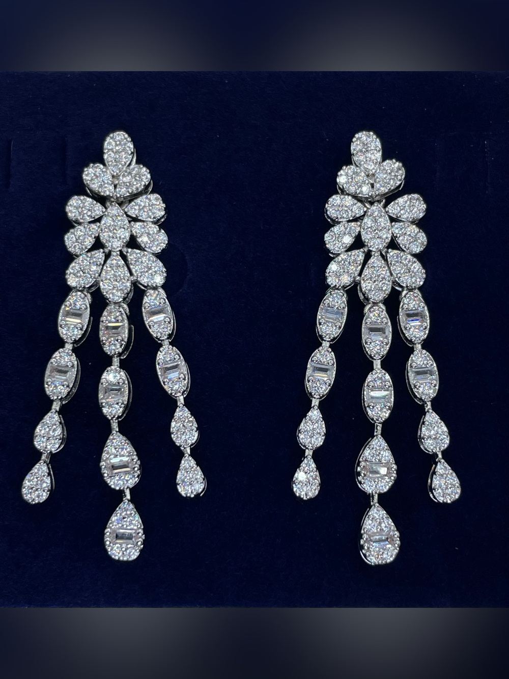 Swarovski Crystal Elements White Crystal Bridal Chandelier Dangle Earrings